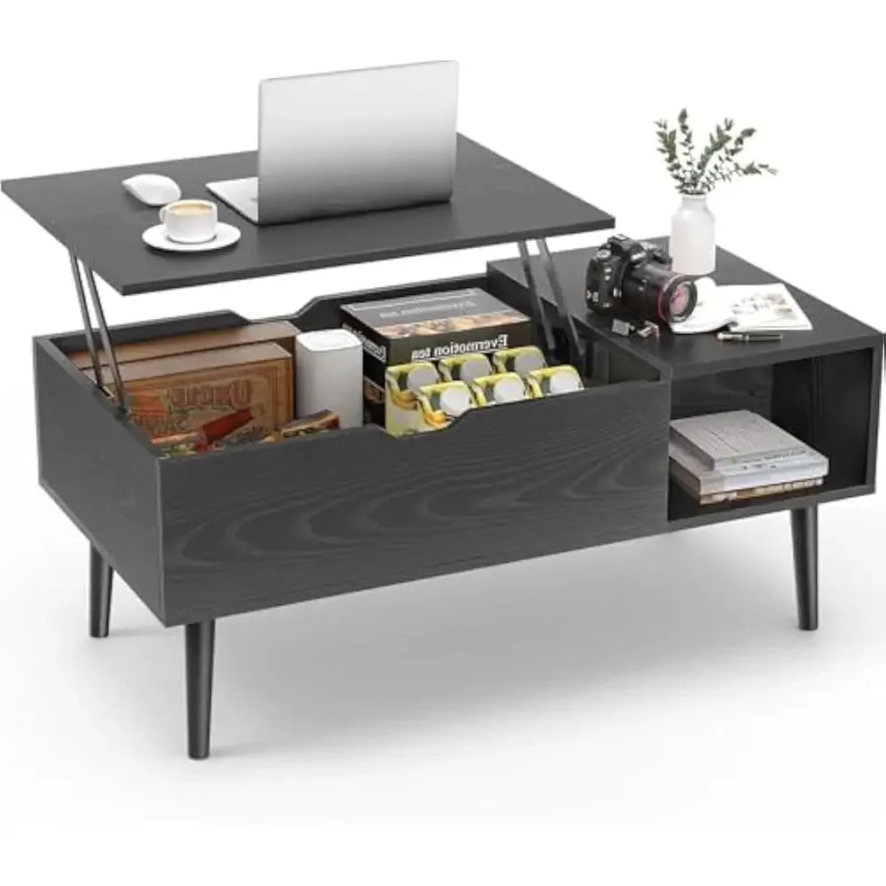 Lift-Top Coffee Table with Storage & Hidden Compartment