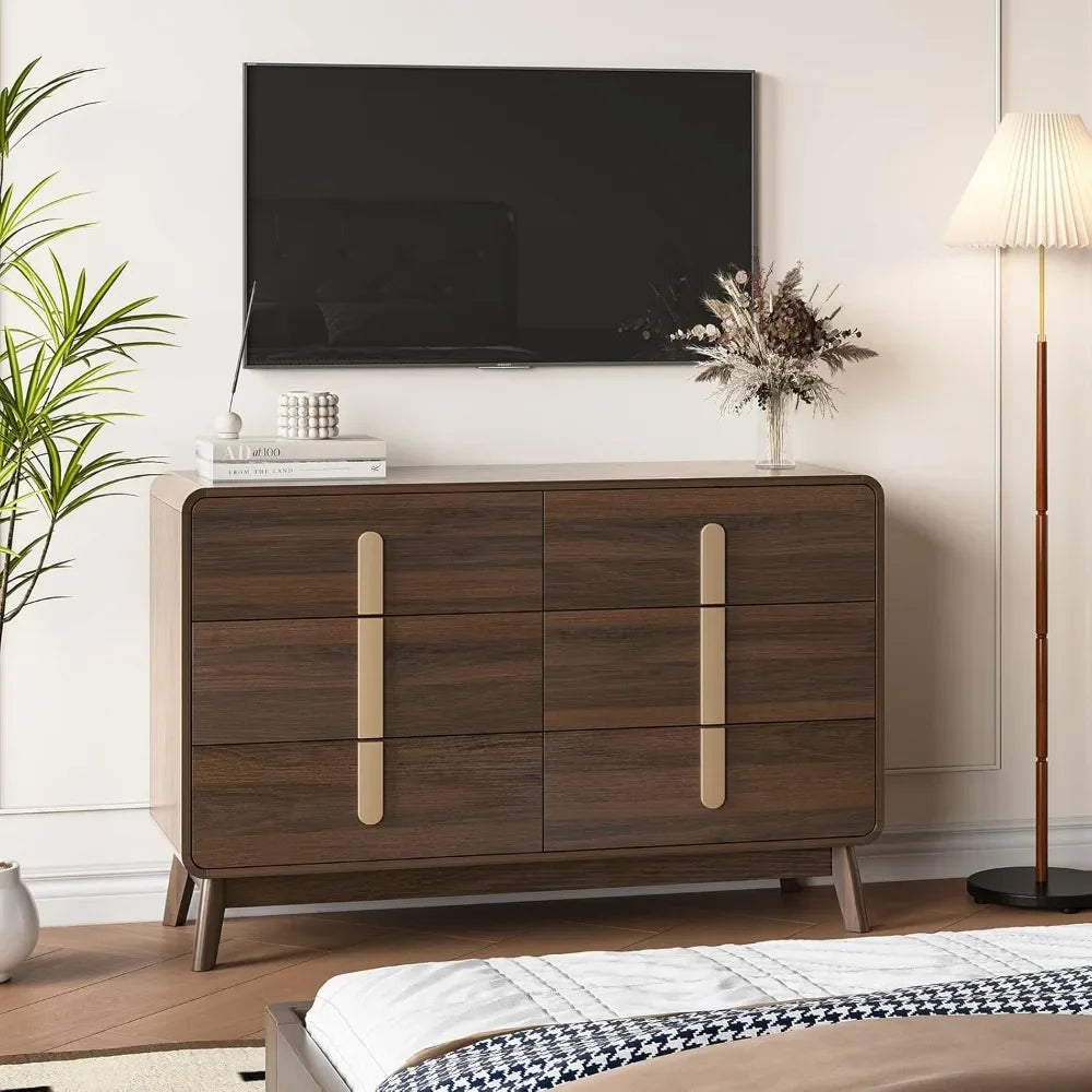 Wide Bedroom Dresser with 6 Drawers