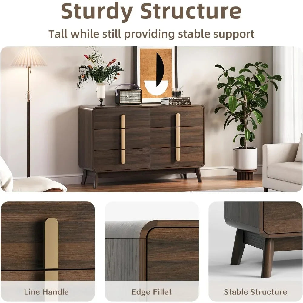 Wide Bedroom Dresser with 6 Drawers