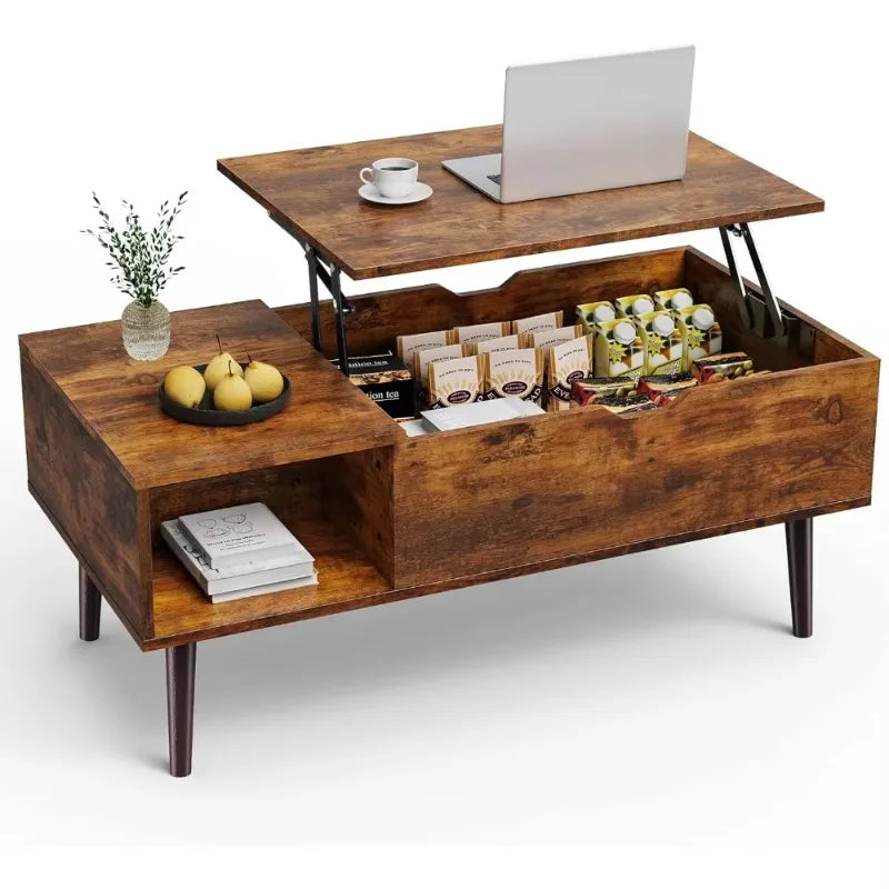 Lift-Top Coffee Table with Storage & Hidden Compartment