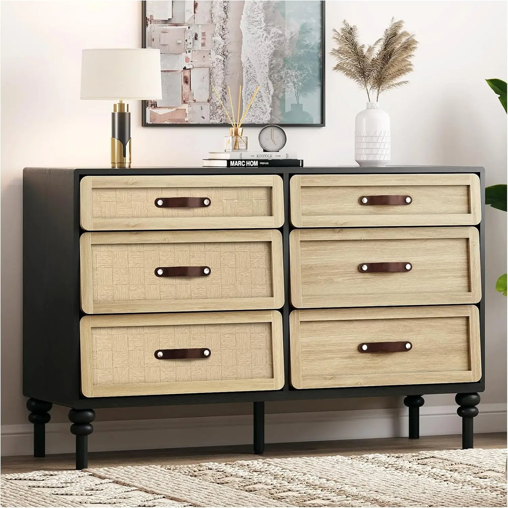 Wide Bedroom Dresser with 6 Drawers
