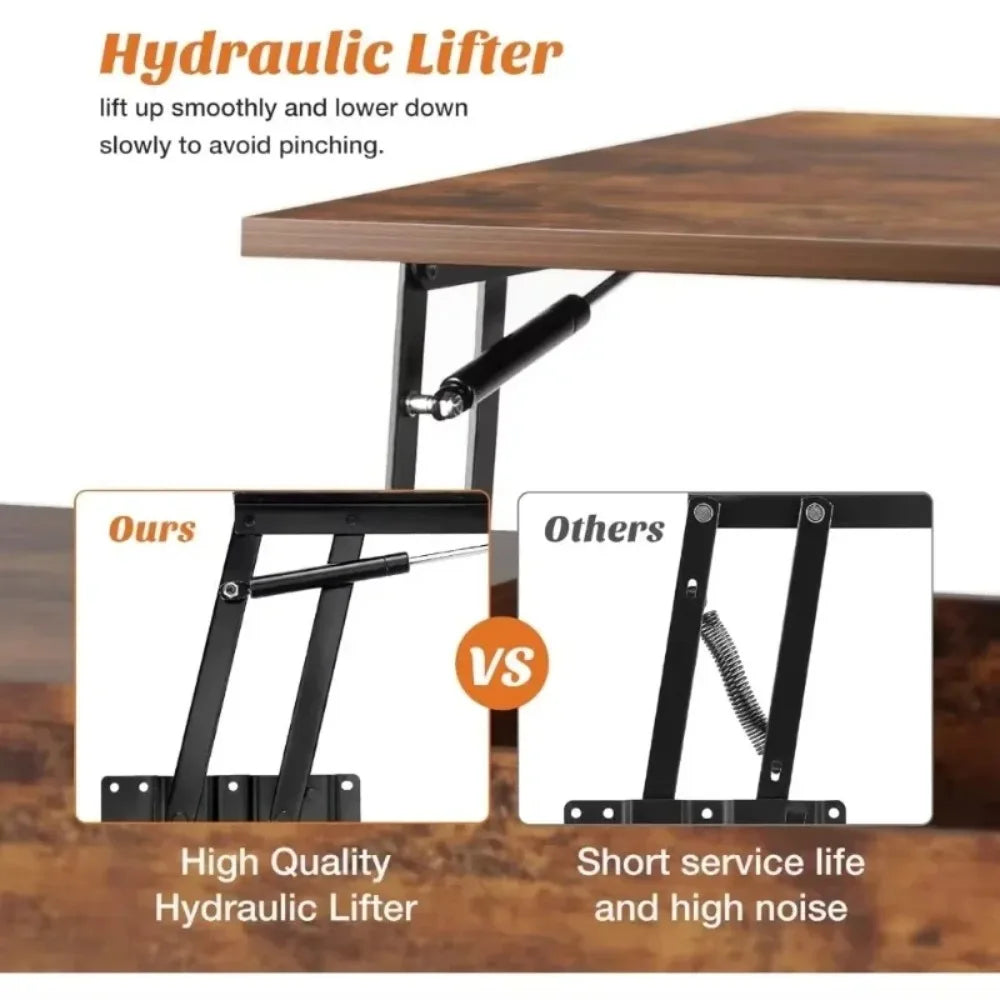 Lift-Top Coffee Table with Storage & Hidden Compartment